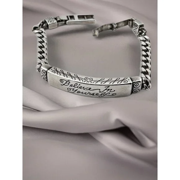 BRIGHTON I.D "Believe in Yourself " Silver BRACELET 7" Brighton Pouch Included - Picture 2 of 5